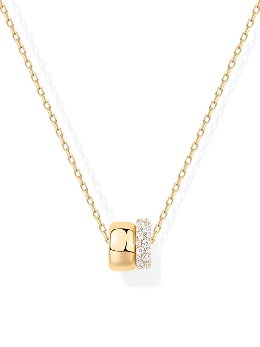 14K Gold Plated Pendant Necklace for Women | Two Distinct Rondelle